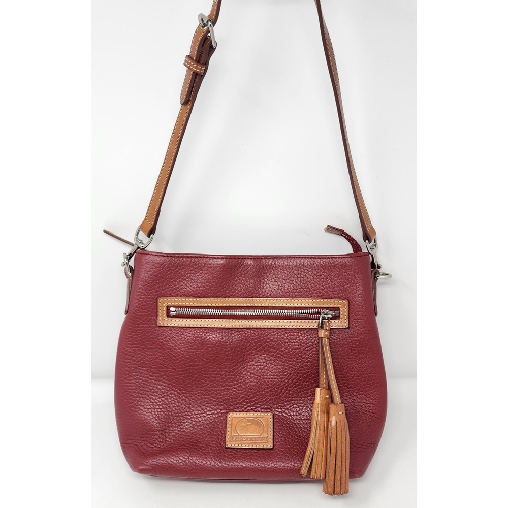 Dooney & Bourke Pebbled Leather Red Shoulder Bag Tassels Purse
